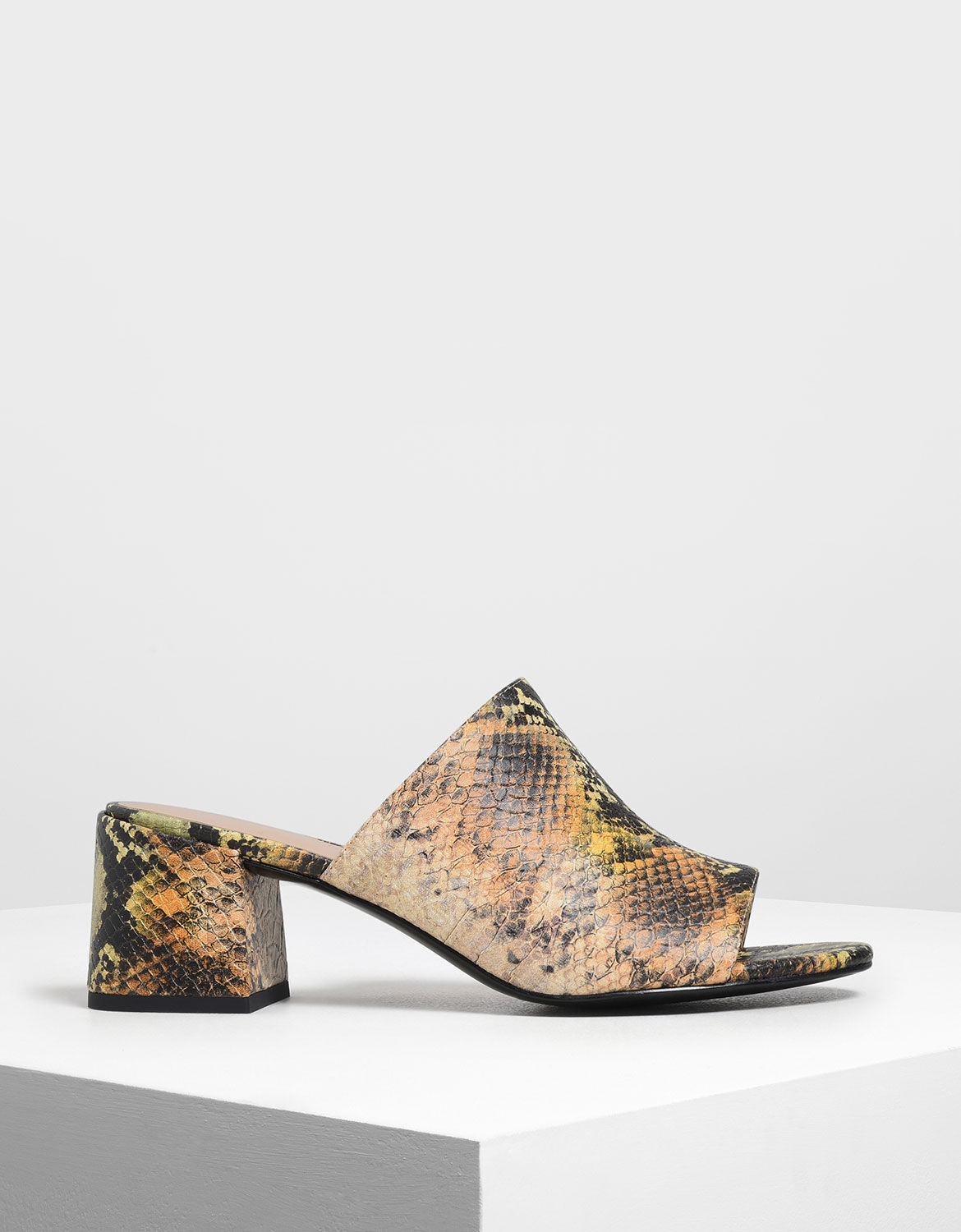 snake print block heels