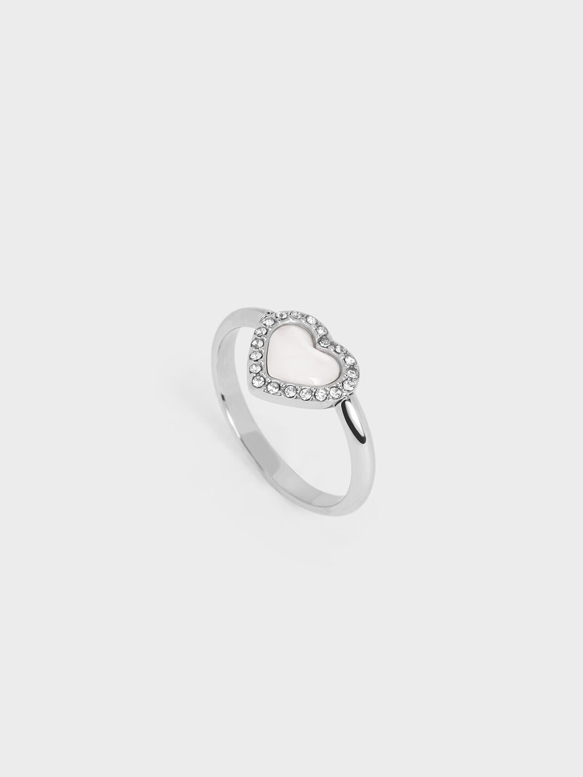 Bague avec cristal en forme de cœur Annalise, Argent, hi-res