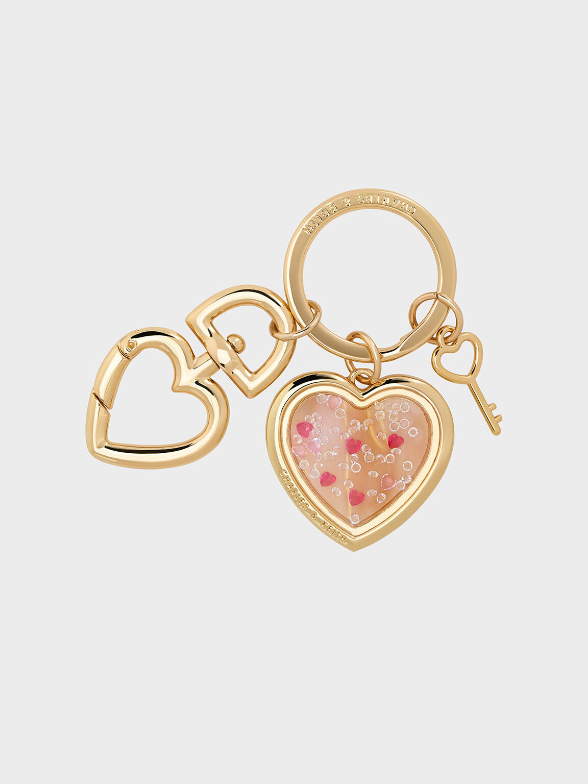Gold Heart Lock Crystal Keychain - CHARLES & KEITH DE