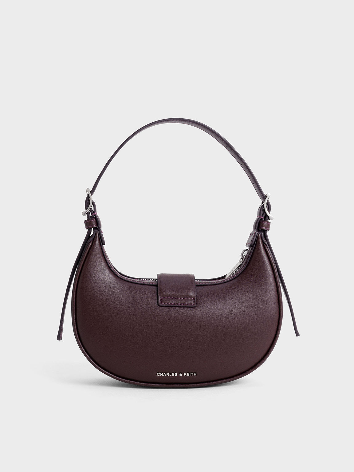 Bolso Trice con tira tipo cinturón y acento metálico, Plum, hi-res