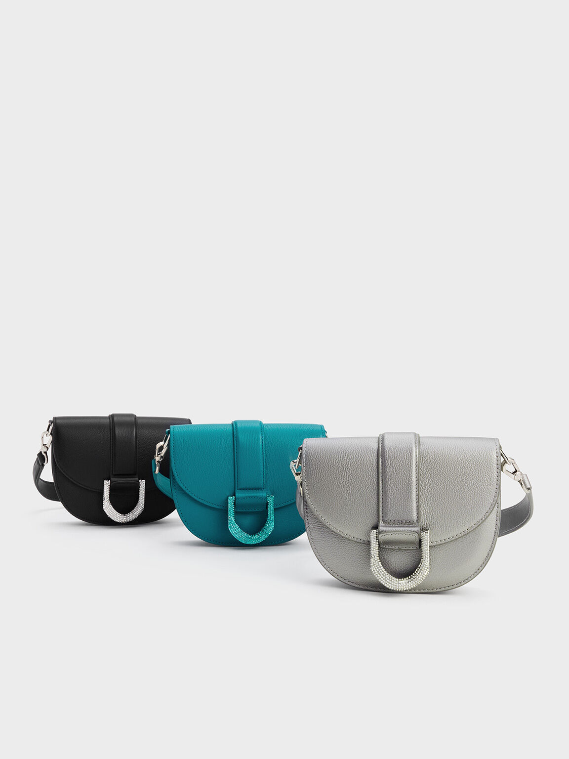 Mini Gabine Leather Saddle Bag, Turquoise, hi-res