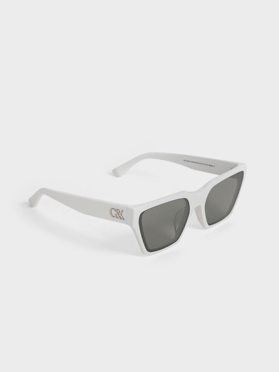 Recycled Acetate Angular Sunglasses, White, hi-res