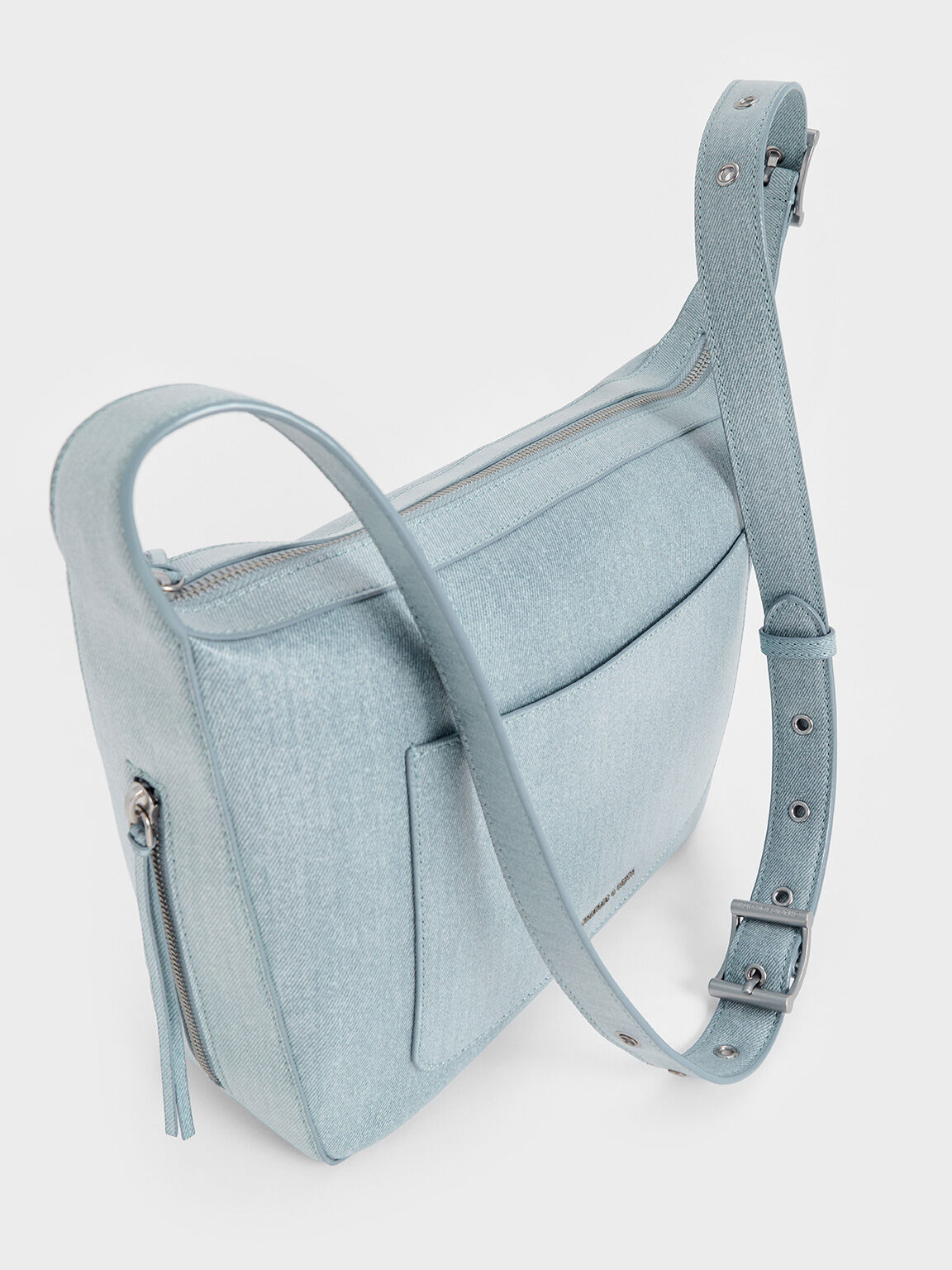 Sac porté épaule allongé en denim Xylia, Bleu Denim, hi-res