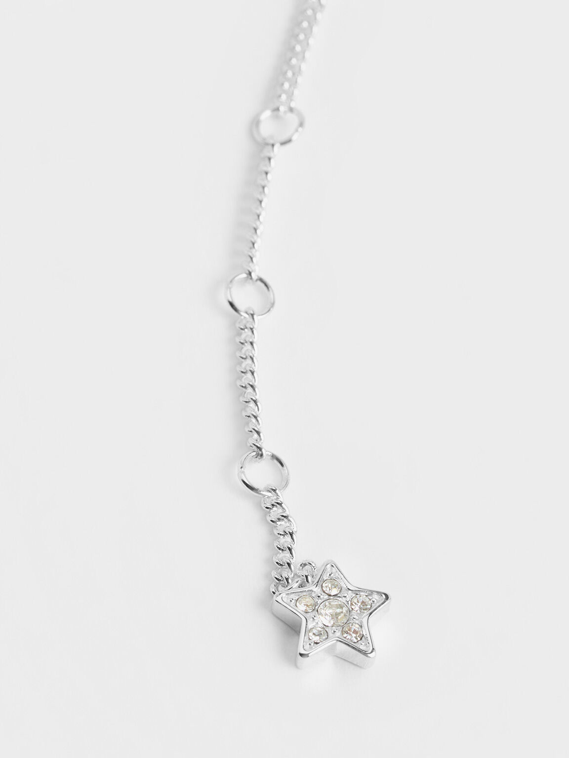 Horoscope Crystal Star Double-Chain Necklace, Silver, hi-res