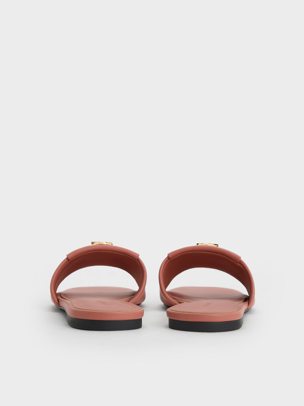 Metallic-Accent Slide Sandals, Pink, hi-res