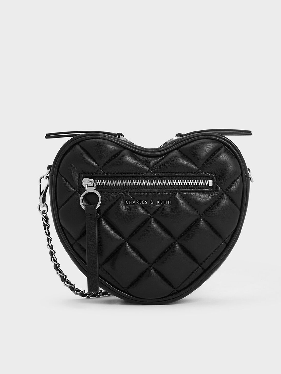 Bolso cruzado Philomena en forma de corazón efecto acolchado, Noir, hi-res