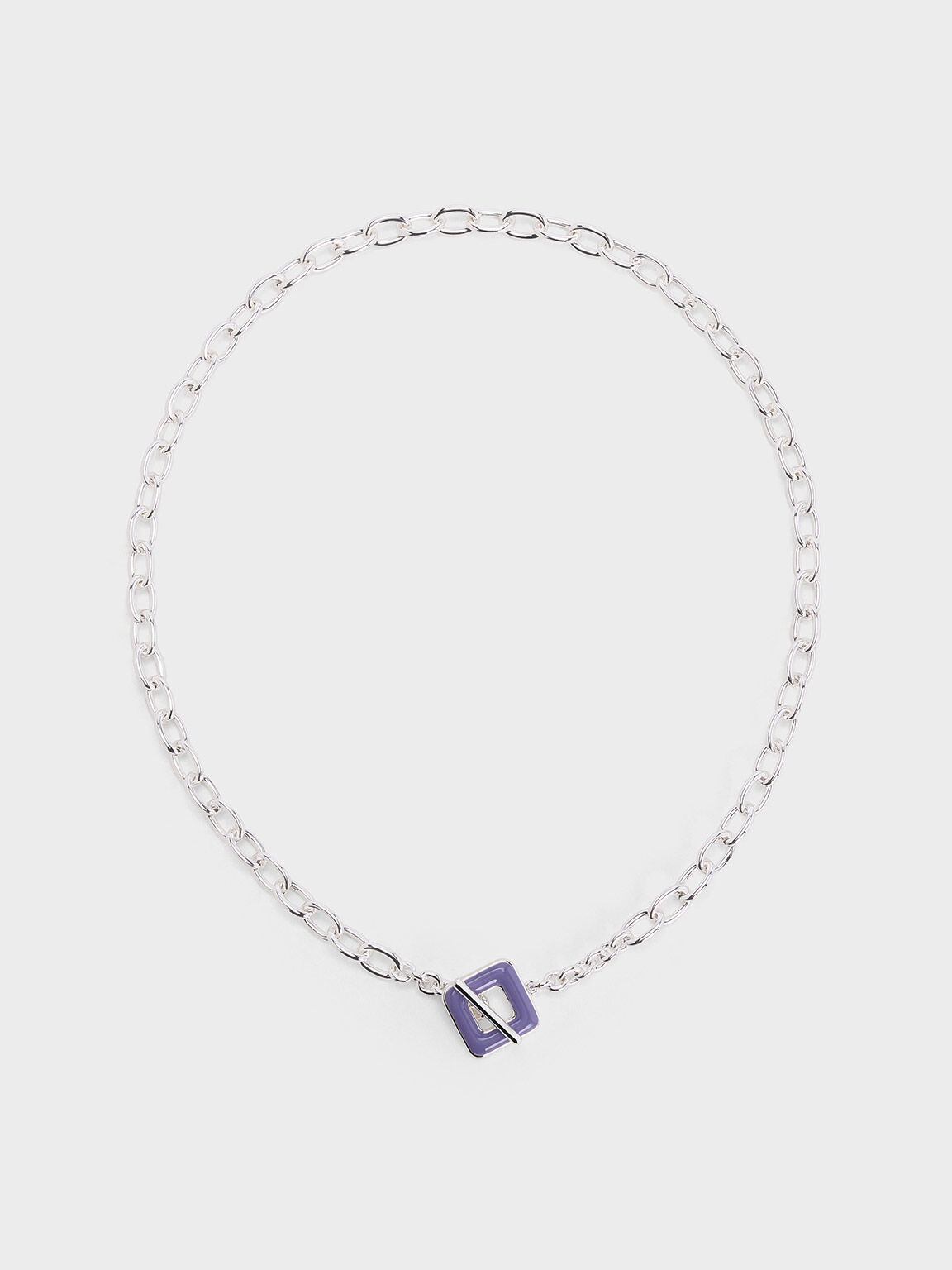 Collier carré à maillon de chaîne Ellowyn, Lilas, hi-res