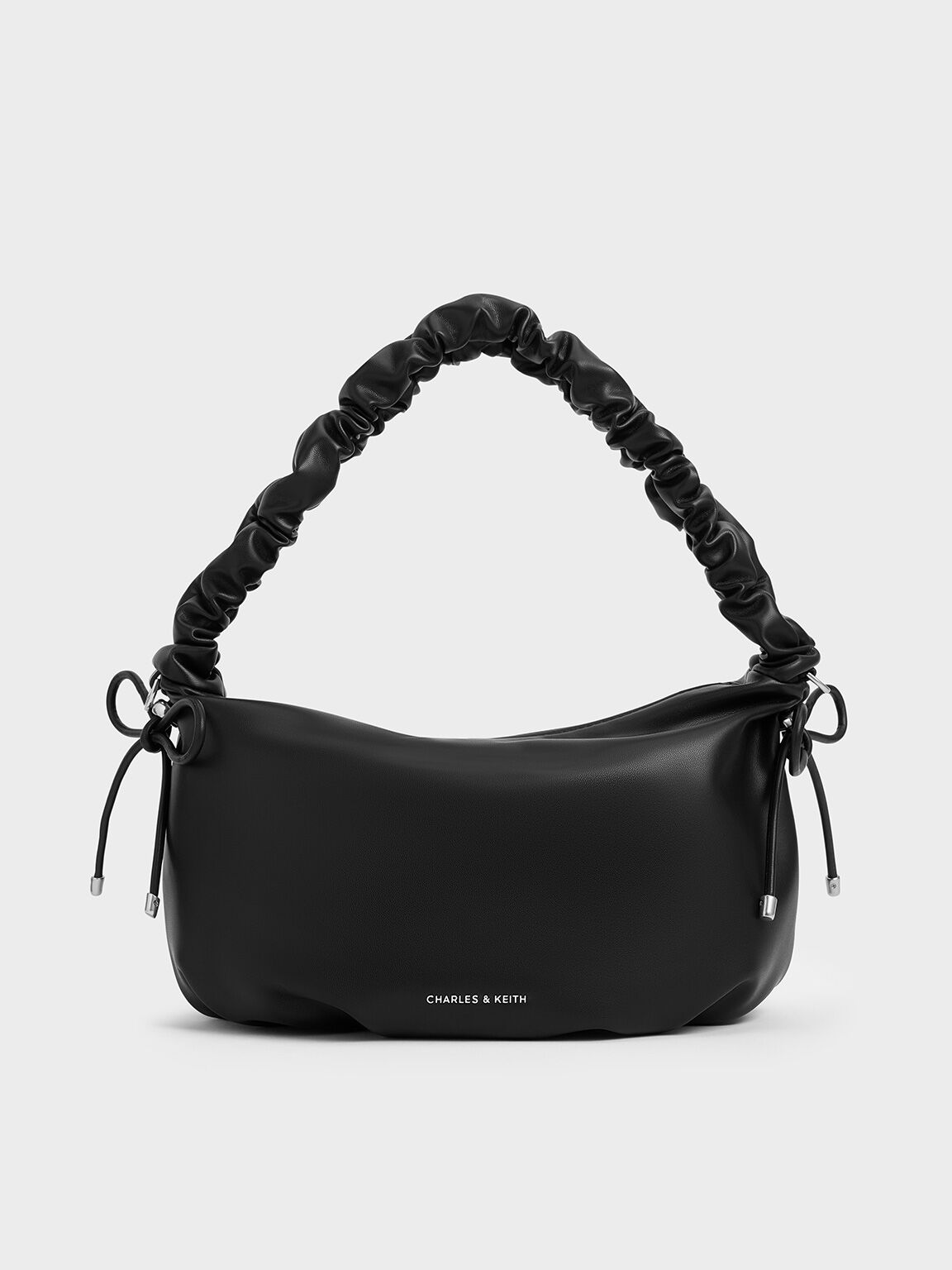 Bolso hobo Maisy con asa fruncida, Noir, hi-res