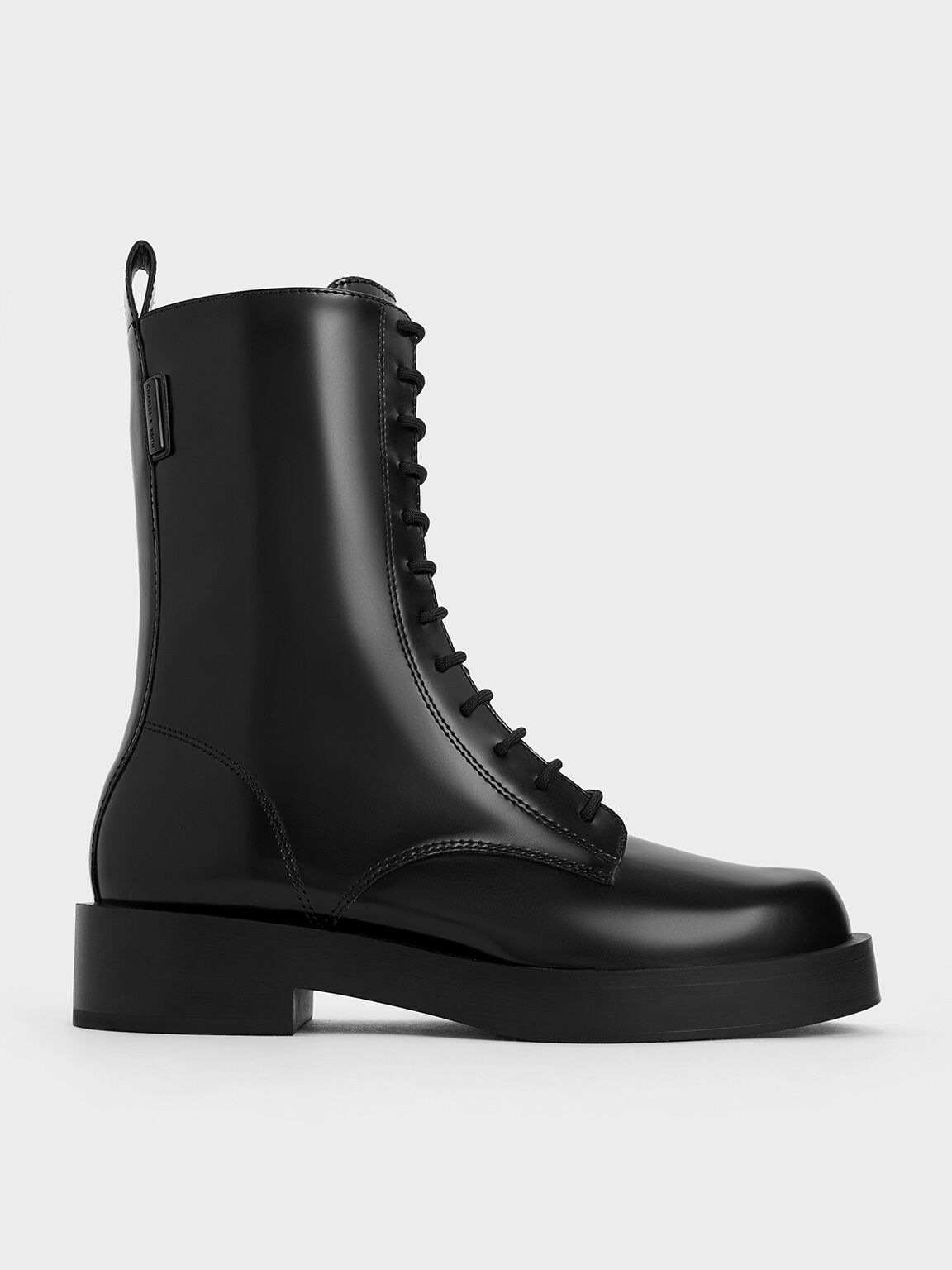 Lace-Up Calf Boots, Black Box, hi-res