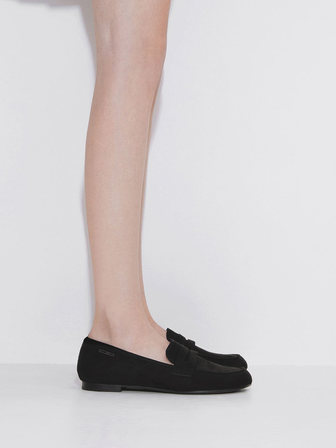 Black Textured Recycled Polyester Bow Ballet Flats - CHARLES