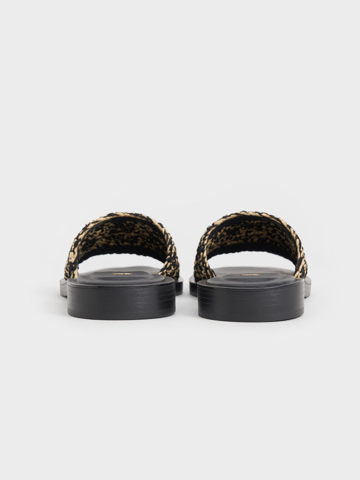 Sandalias tejidas slip-on bicolor, Negro texturizado, hi-res