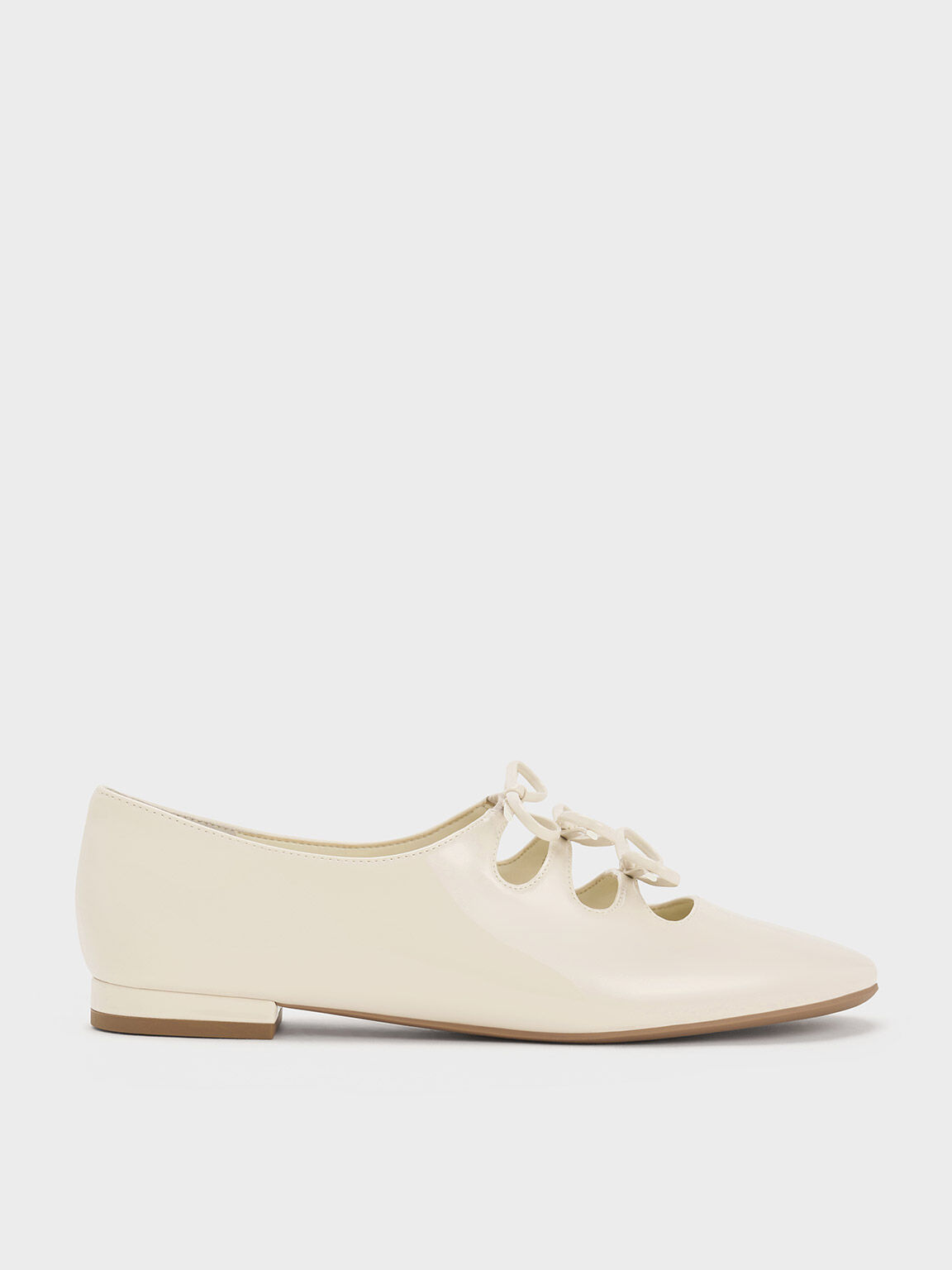 Dorri Patent Triple-Bow Ballet Flats, Chalk, hi-res