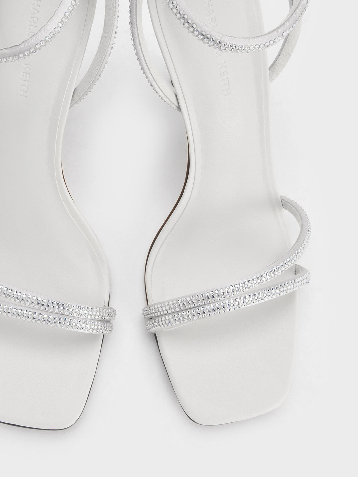 White Contrast Pu Strappy Stiletto Heels