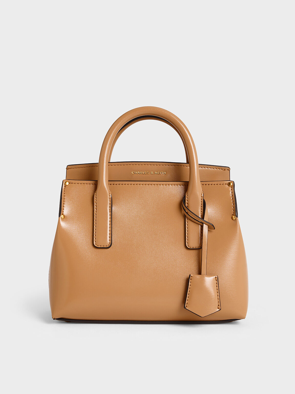 Bolso Rene estructurado con asa superior, Toffee, hi-res