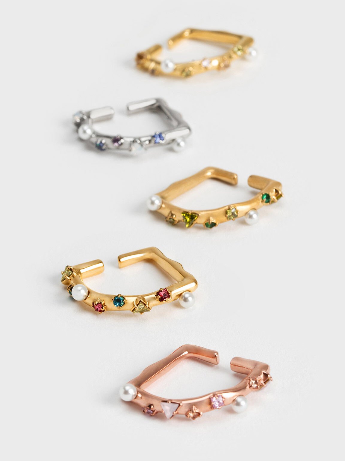 Pearl & Crystal-Embellished Ring, Nude, hi-res