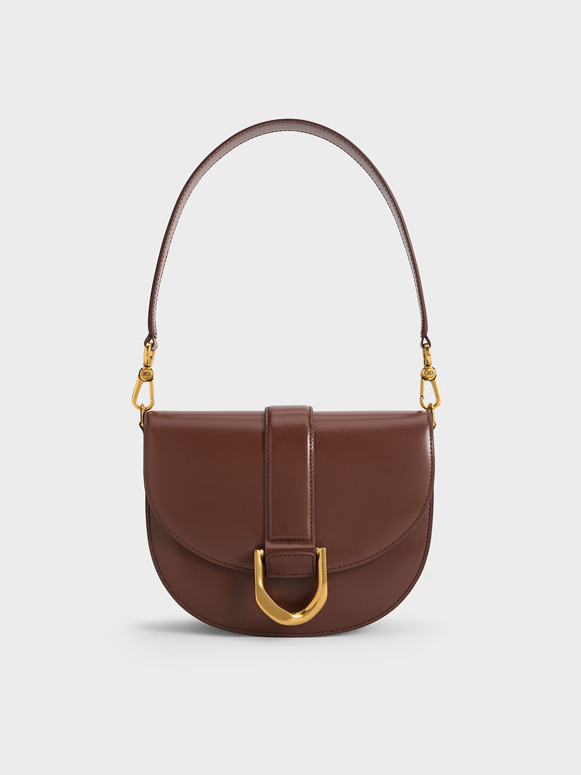 Sac Gabine en cuir, Marron Foncé, hi-res