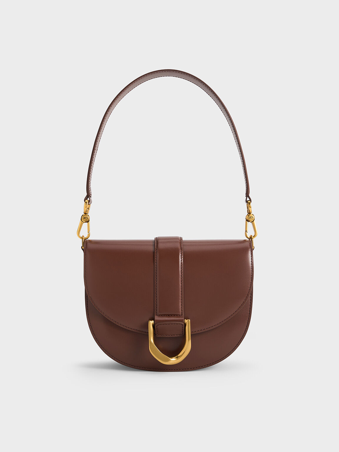 Gabine Leather Saddle Bag, Dark Brown, hi-res