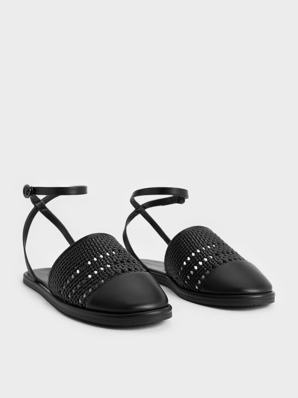 Woven Ankle-Strap Flats