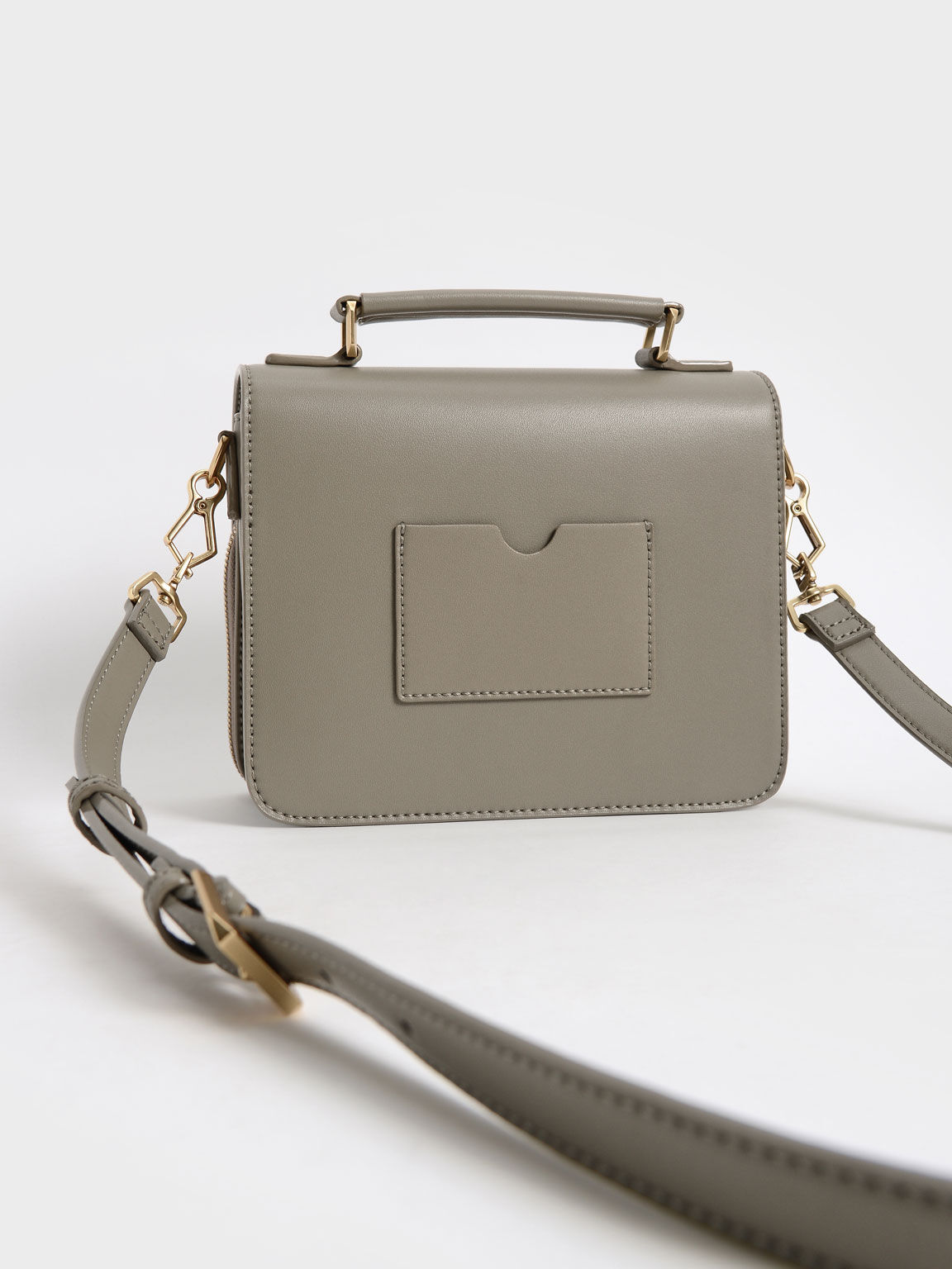 Taupe Front Flap Top Handle Crossbody Bag - CHARLES & KEITH FR