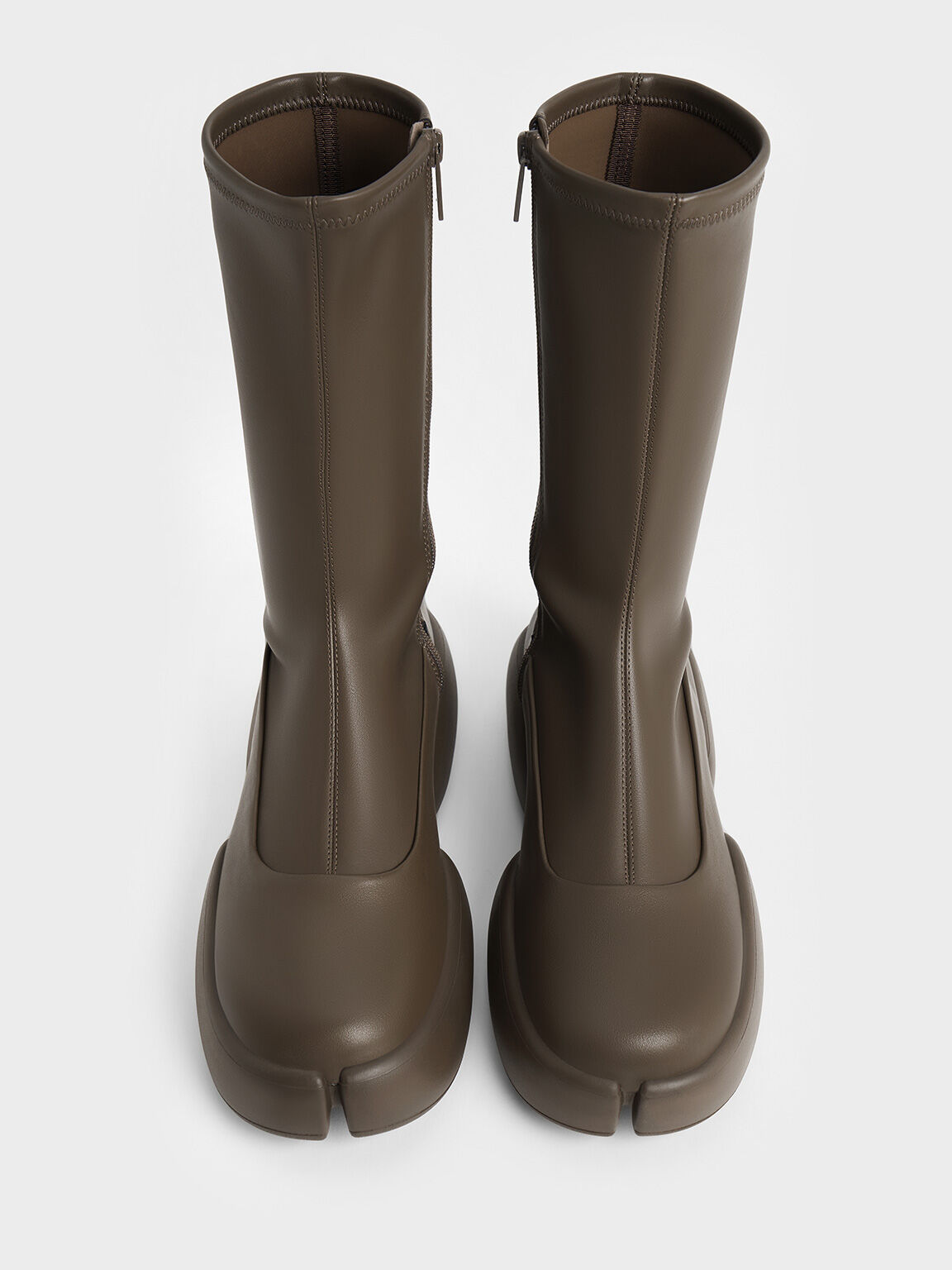 Jamie Side-Zip Platform Calf Boots, Dark Brown, hi-res