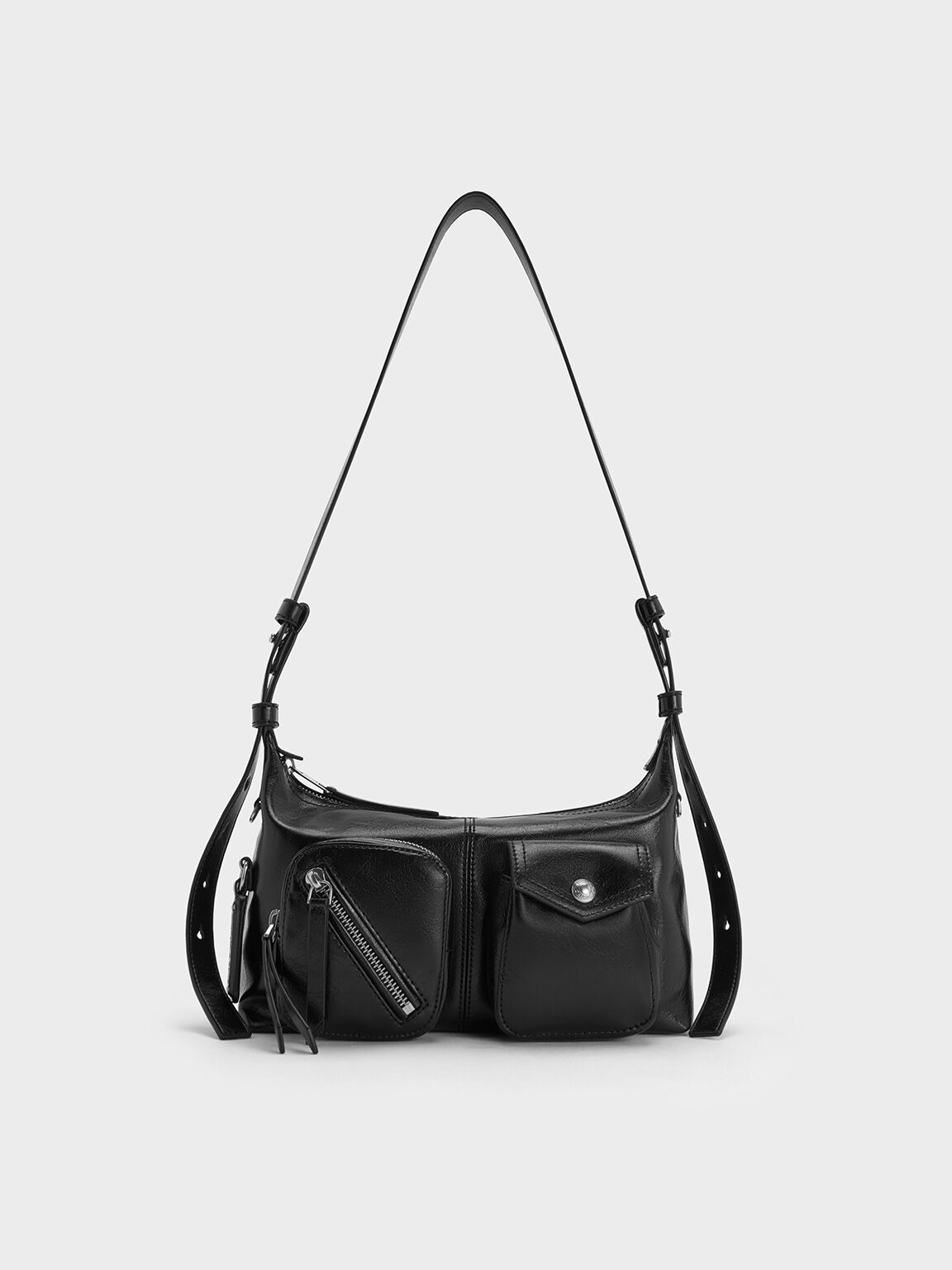 Bolso cruzado Thora con múltiples bolsillos, Noir, hi-res