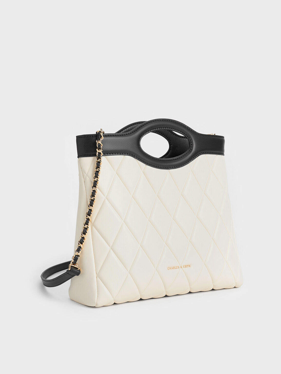 Arwen Two-Tone Quilted Curved-Handle Bag, Multi, hi-res