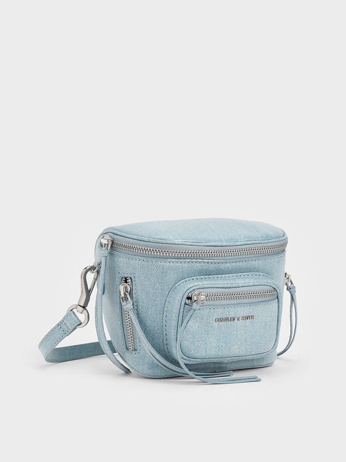 Sac bandoulière multi-poches Xylia, Bleu Denim, hi-res