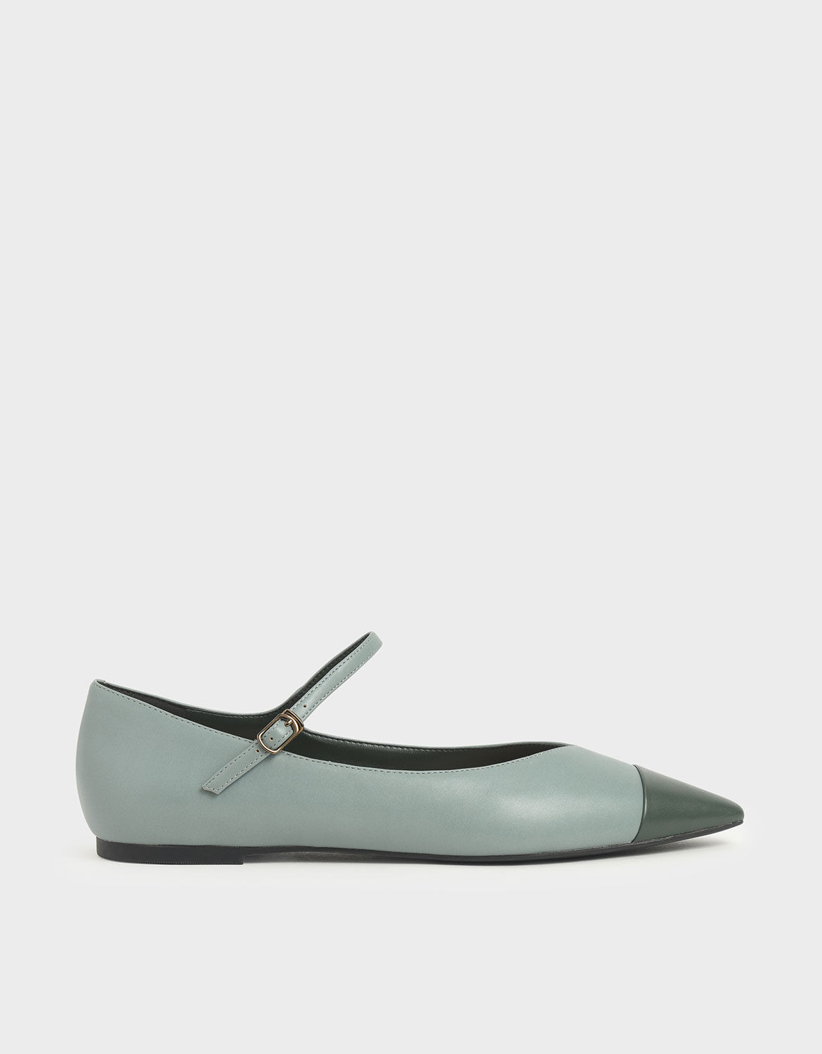 Two-Tone Pointed Toe Mary Jane Flats