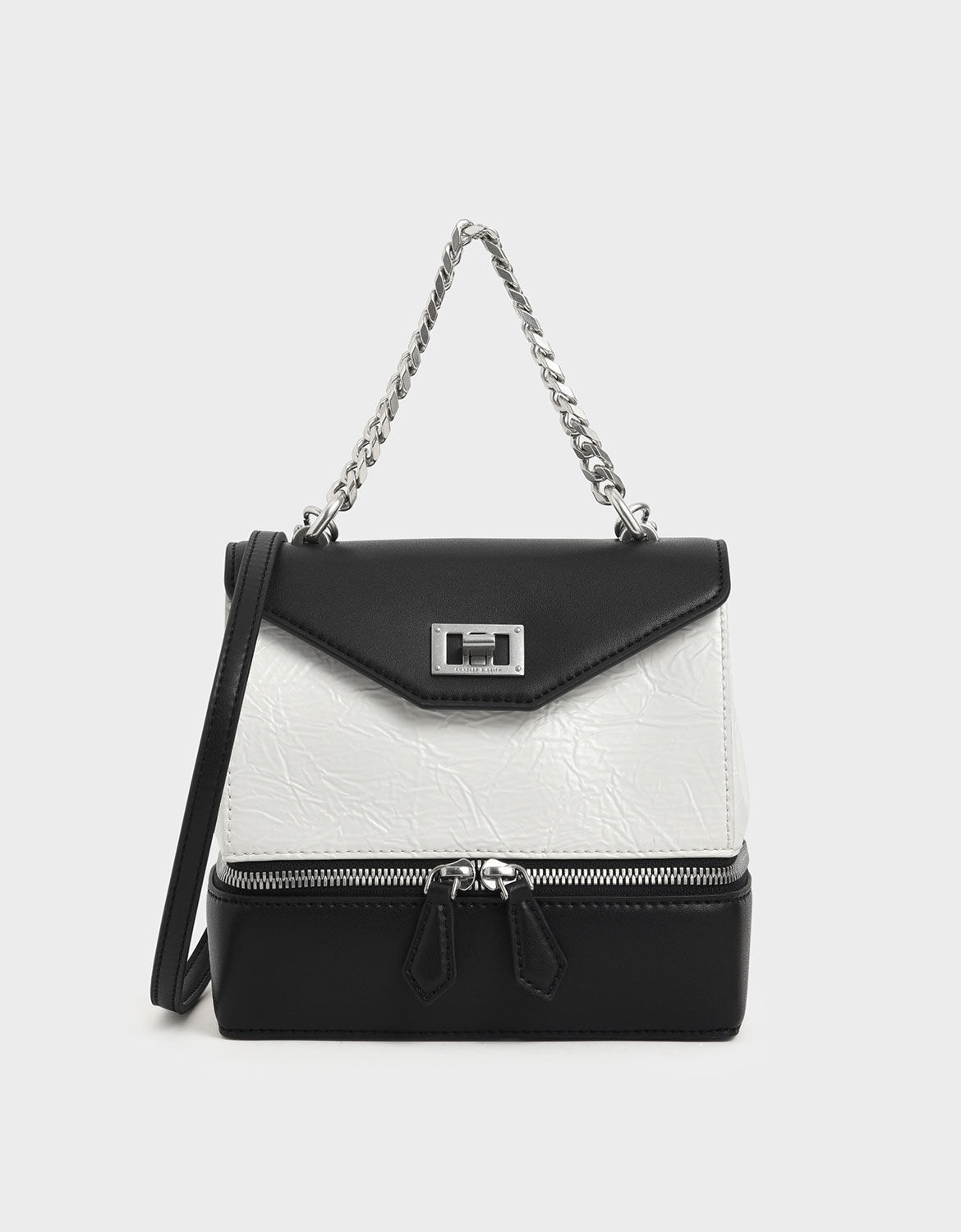 black chain handle bag