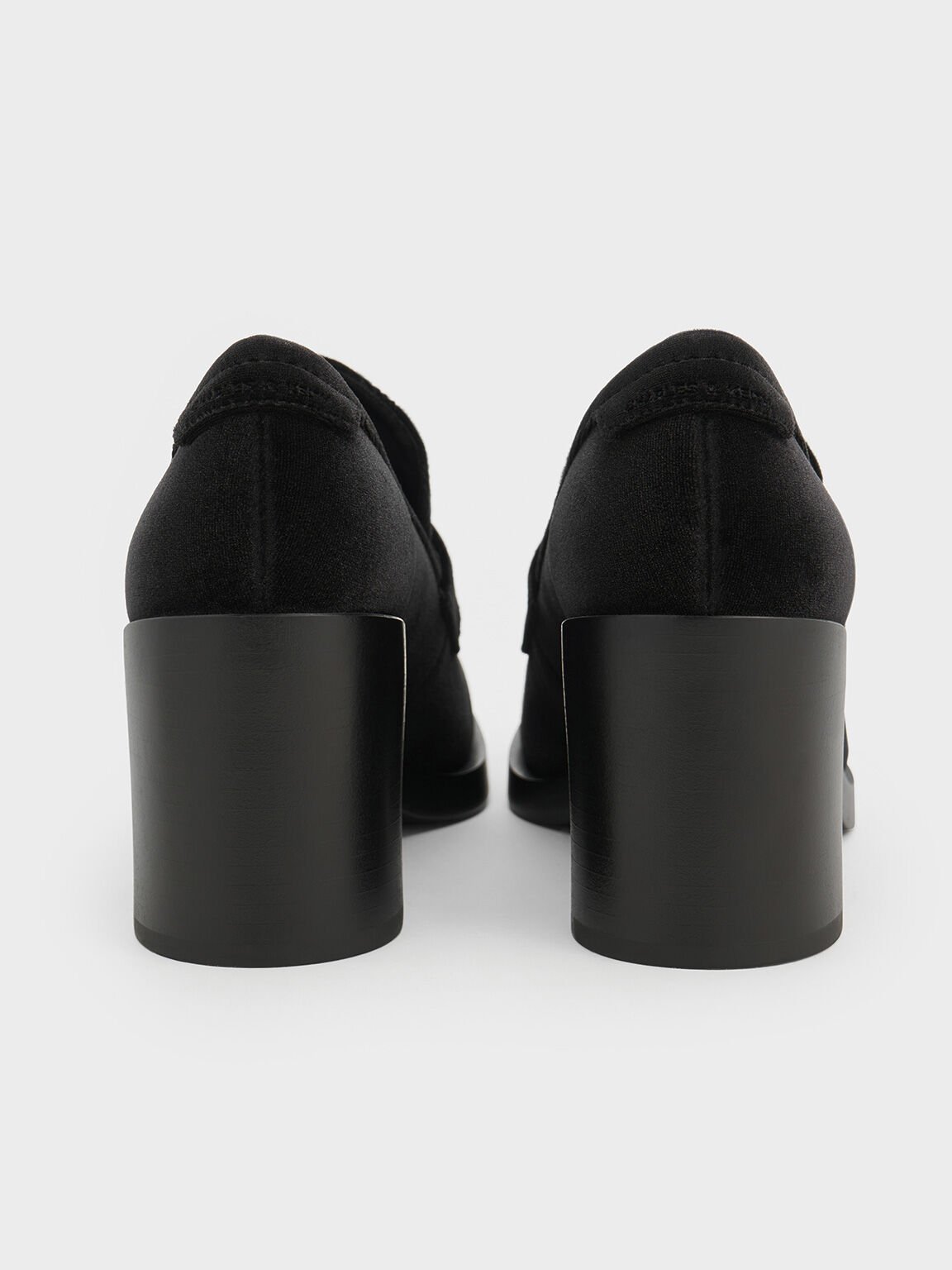 Penny Loafer Block-Heel Pumps, Black Textured, hi-res