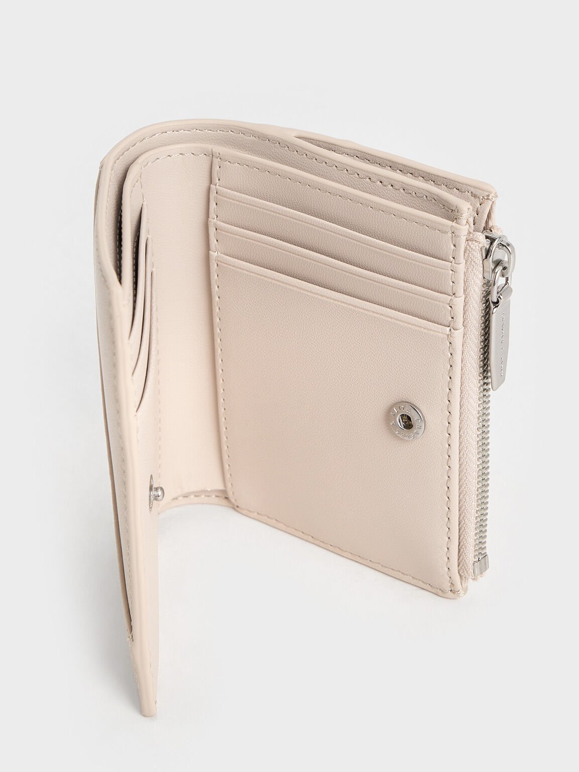 Cartera trin con bordes de punto, Oat, hi-res