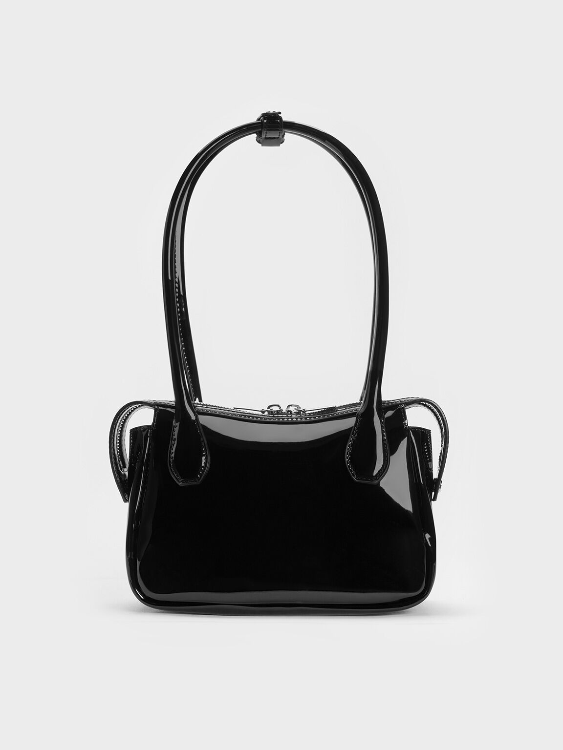 Bosie Patent Elongated Top Handle Bag, Noir, hi-res