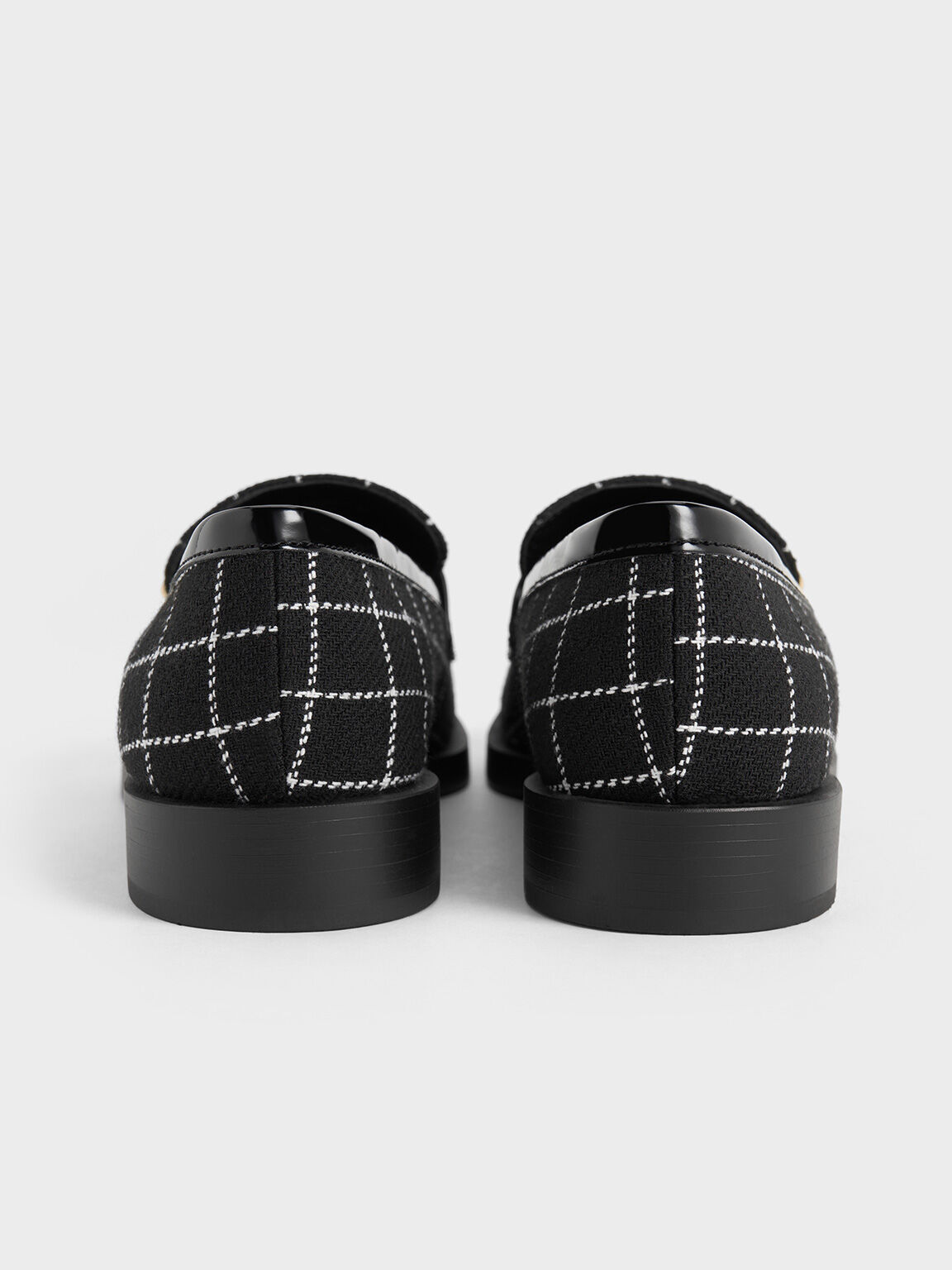 Tweed Metallic-Accent Loafers, Black Textured, hi-res