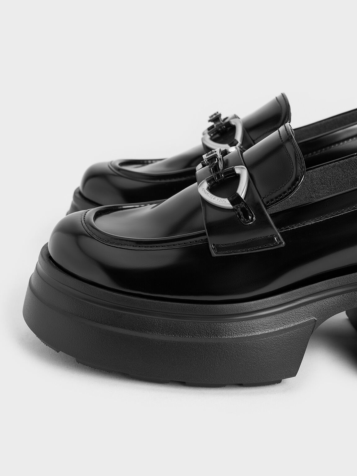 Metallic-Accent Chunky Platform Loafers, Black Box, hi-res