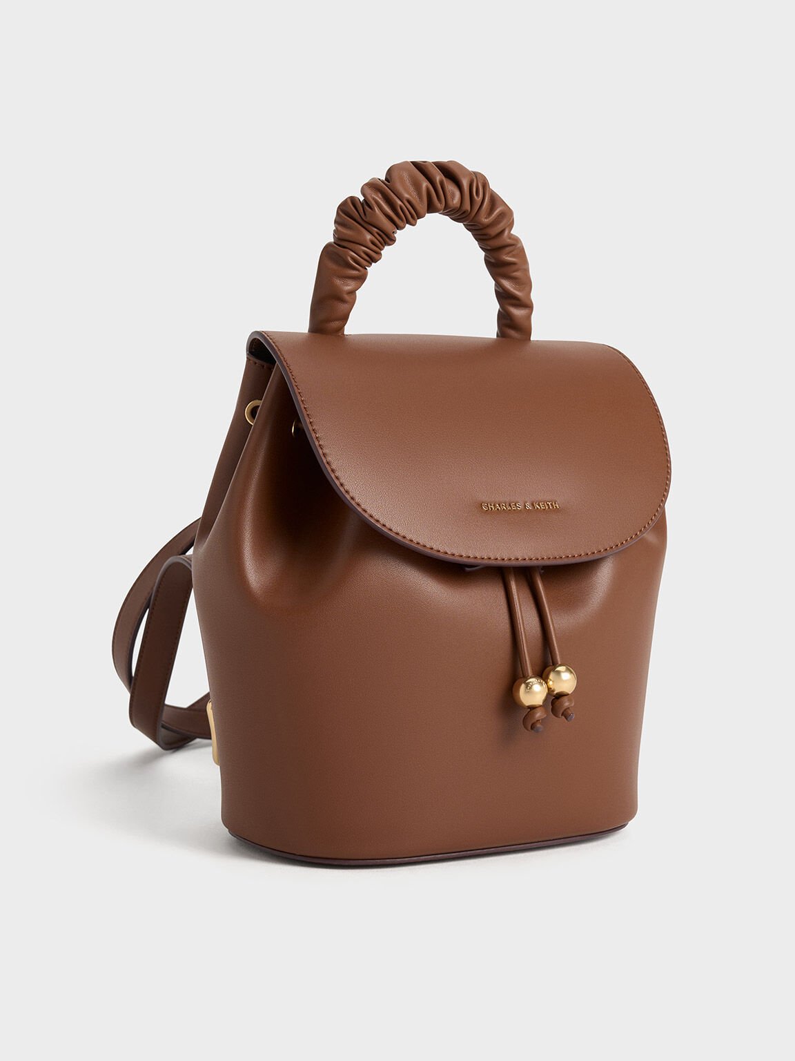 Eve Ruched-Handle Backpack, Chocolate, hi-res