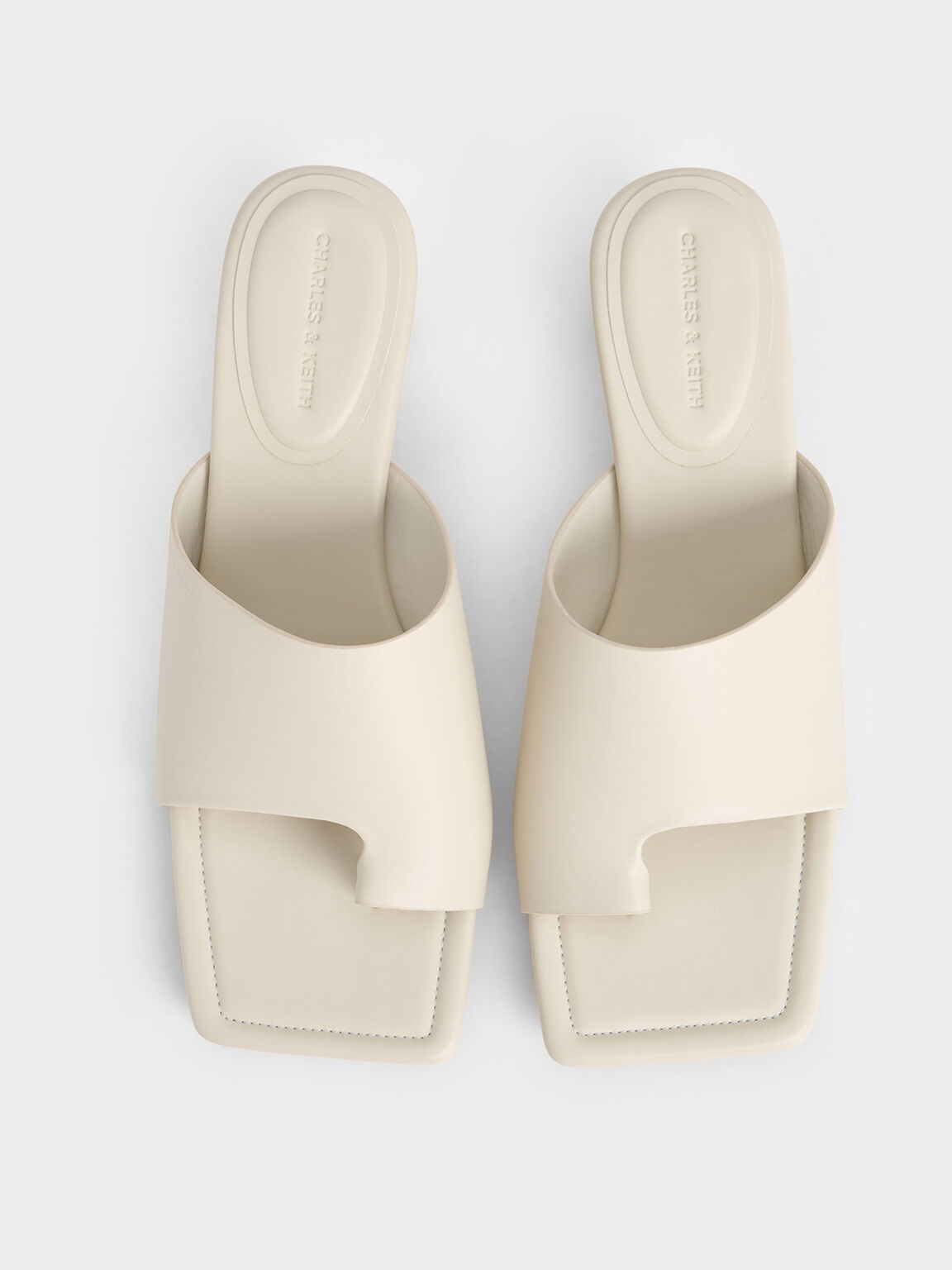 Sandales asymétrique à boucle d'orteil et bout carré, Blanc, hi-res