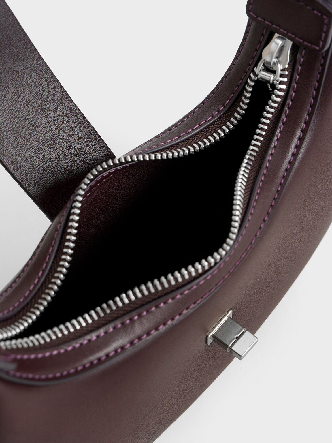 Trice Metallic Accent Belted Shoulder Bag, Plum, hi-res