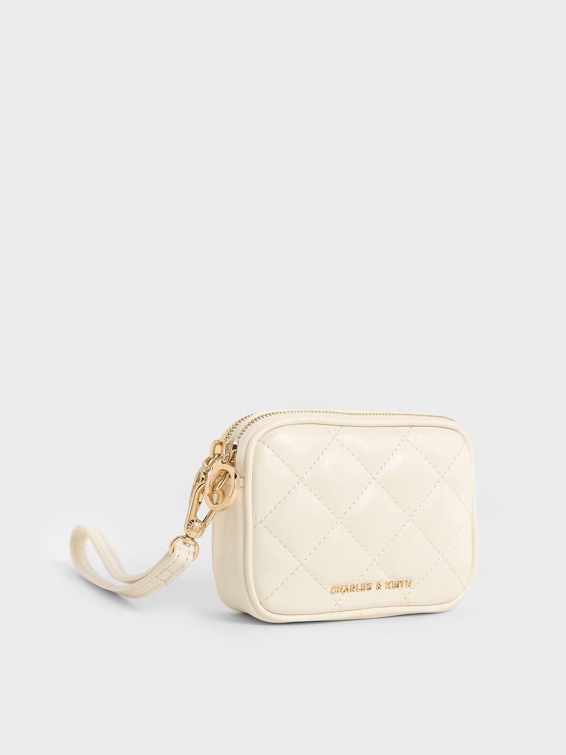 Apfra Quilted Wristlet Pouch, Cream, hi-res