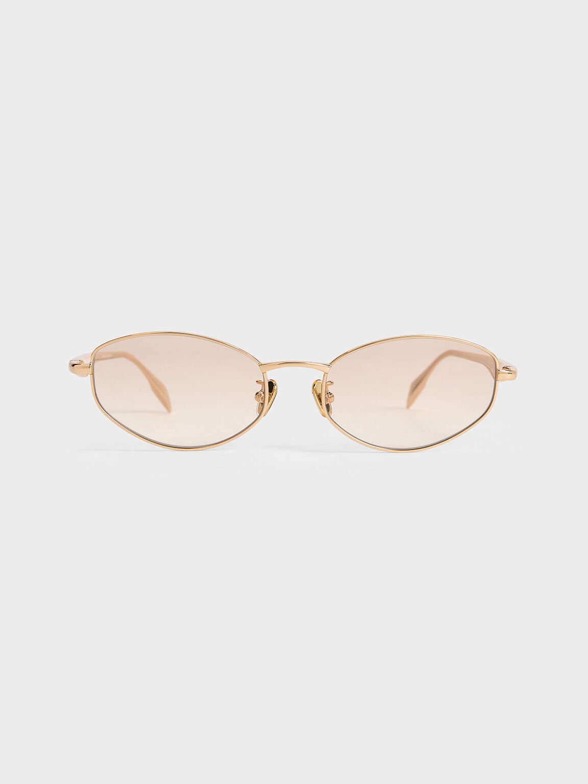 Lunettes de soleil ovales à strass, Or, hi-res