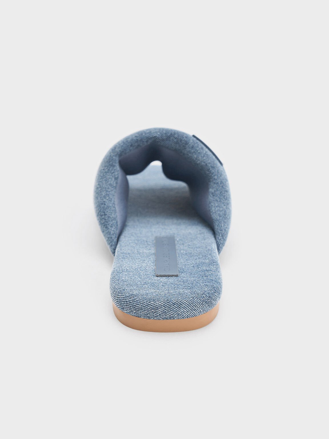 Denim Puffy Wide-Strap Slide Sandals, Denim Blue, hi-res