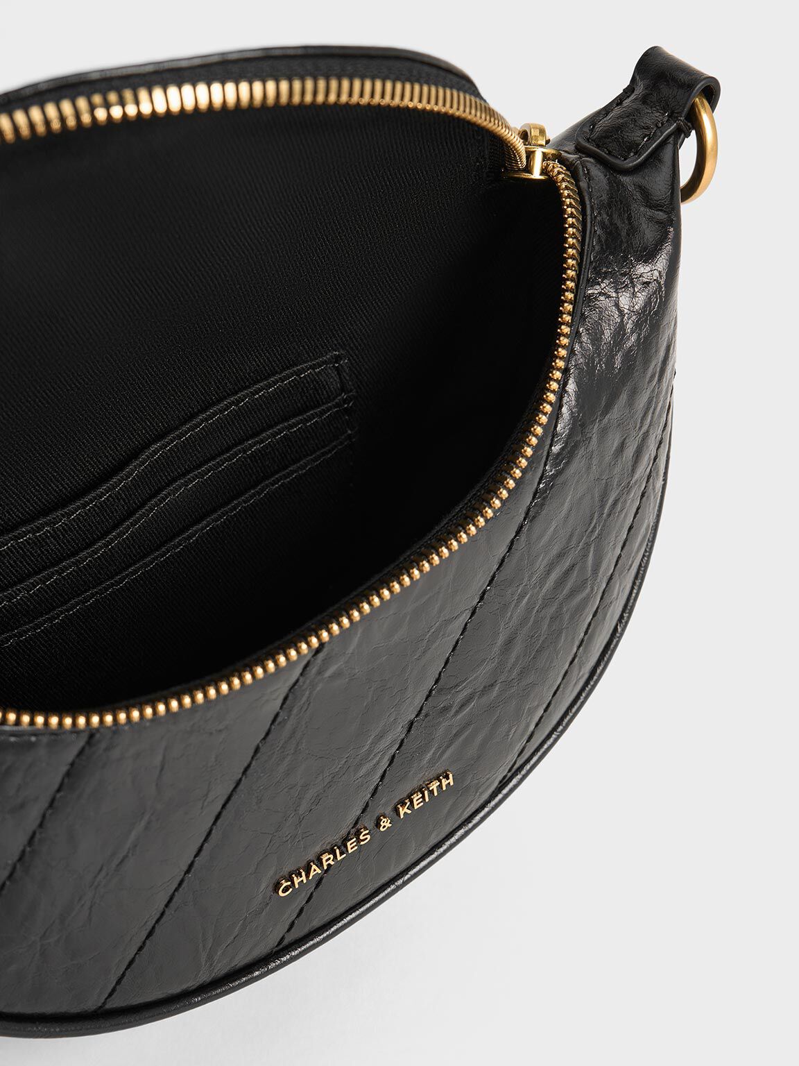 Sac bandoulière demi-lune Philomena, Noir, hi-res