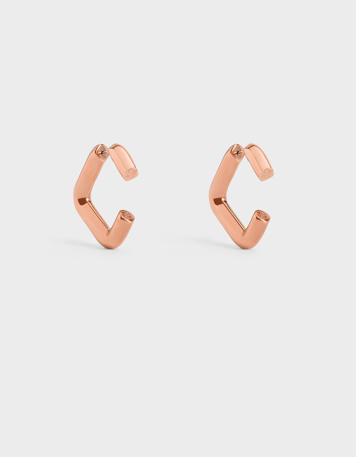 Angular Hoop Earrings, Rose Gold, hi-res