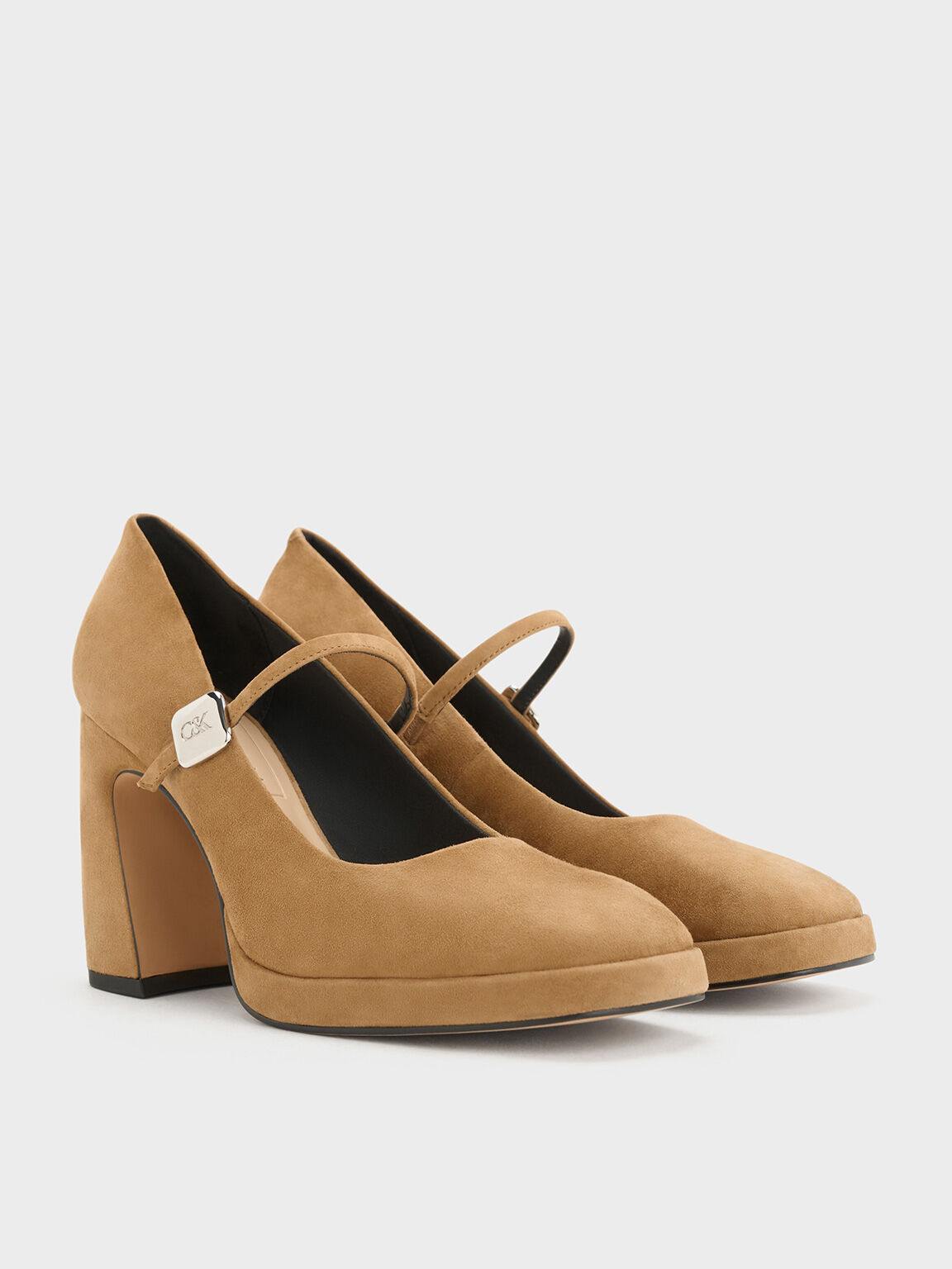 Jyll Suede Platform Mary Janes, Caramel, hi-res