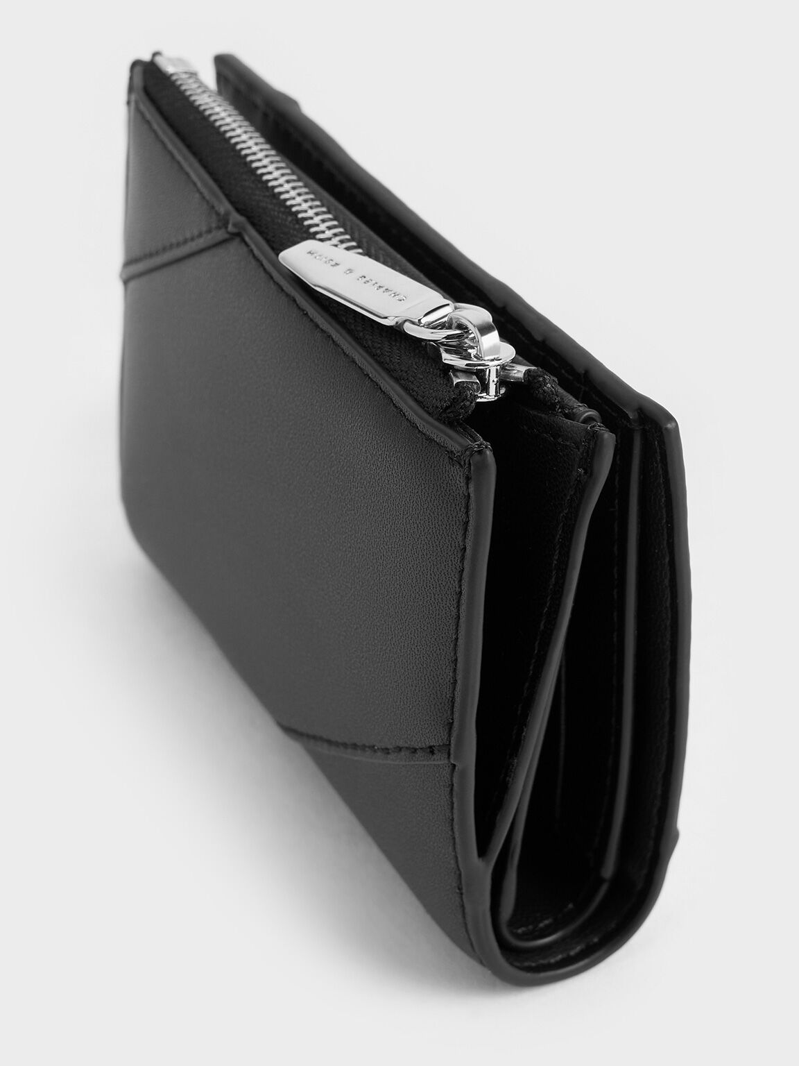 Cartera trin con bordes de punto, Noir, hi-res