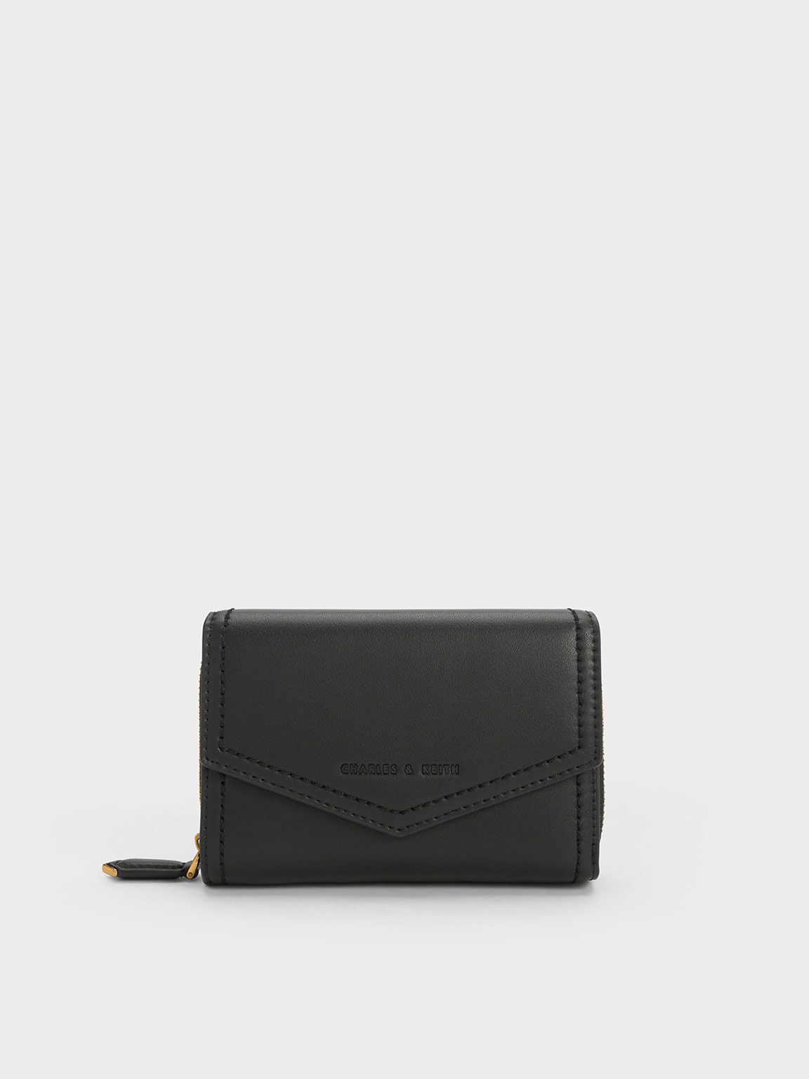 Black Stitch Trim Envelope Wallet - CHARLES & KEITH DE