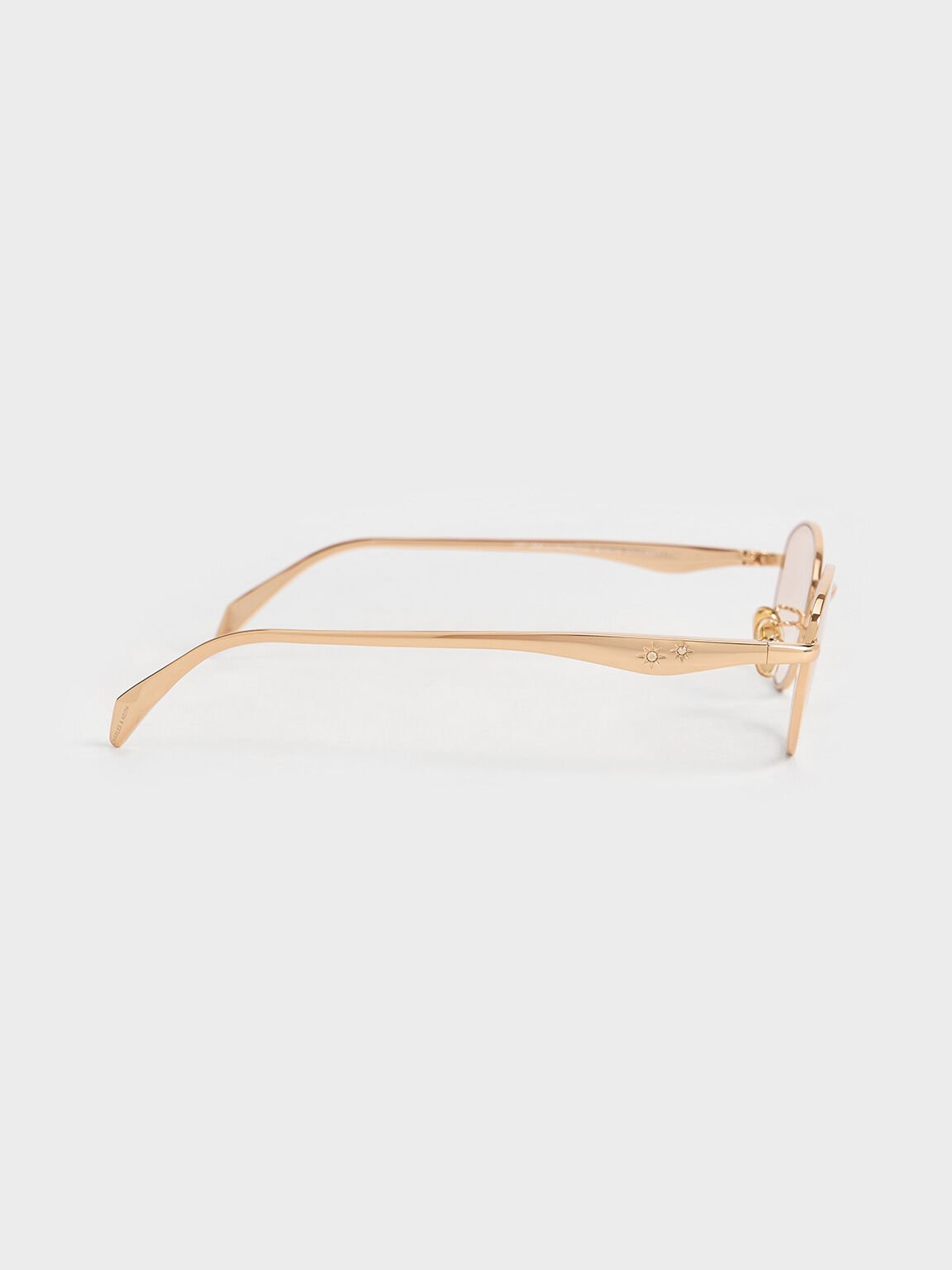 Crystal-Accent Oval Sunglasses, Gold, hi-res