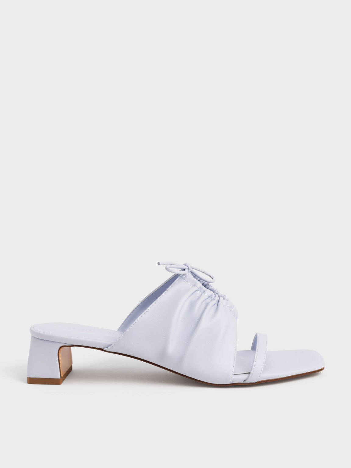 light blue heeled mules