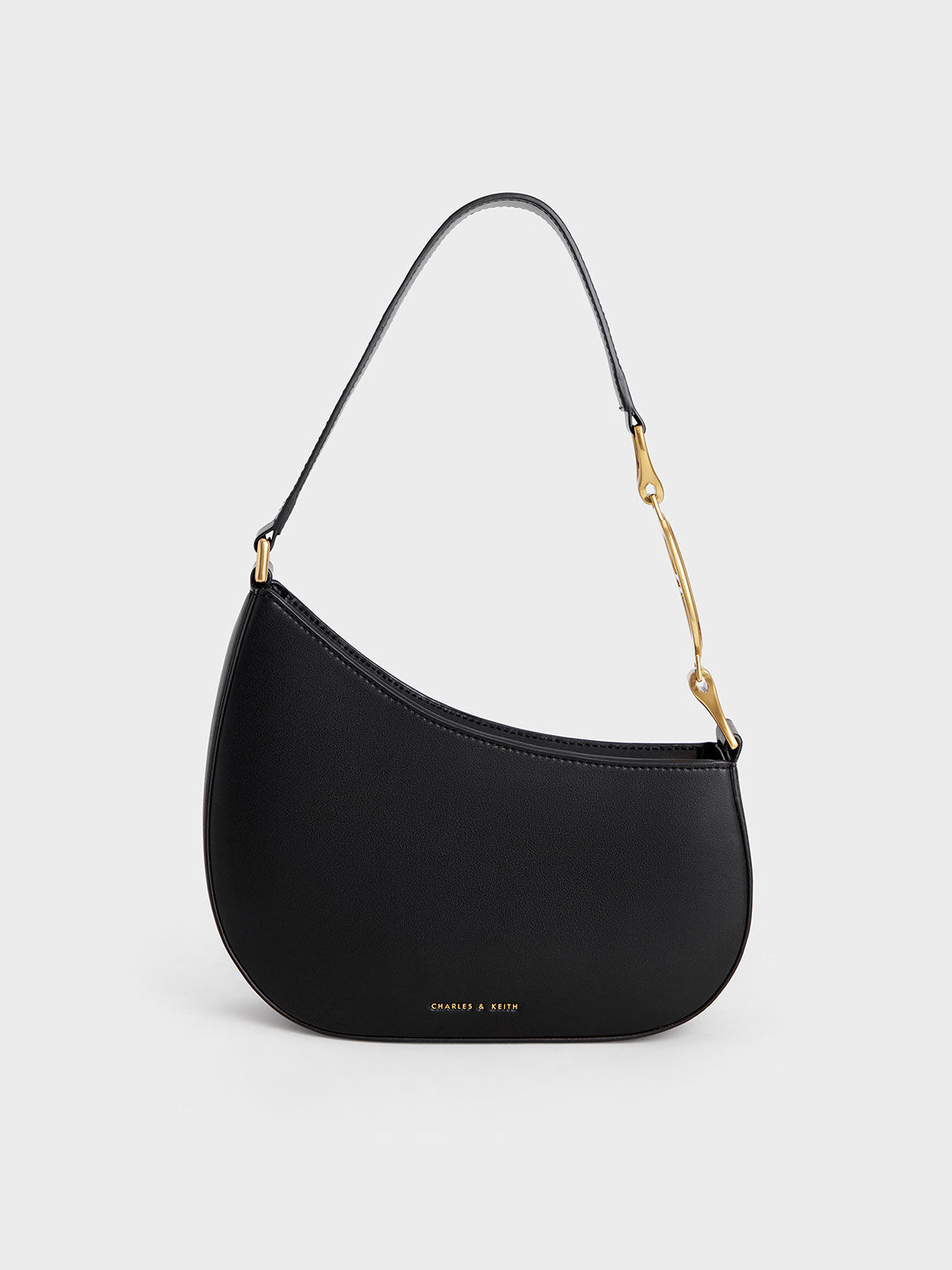 Asymmetrical Shoulder Bag, Black, hi-res