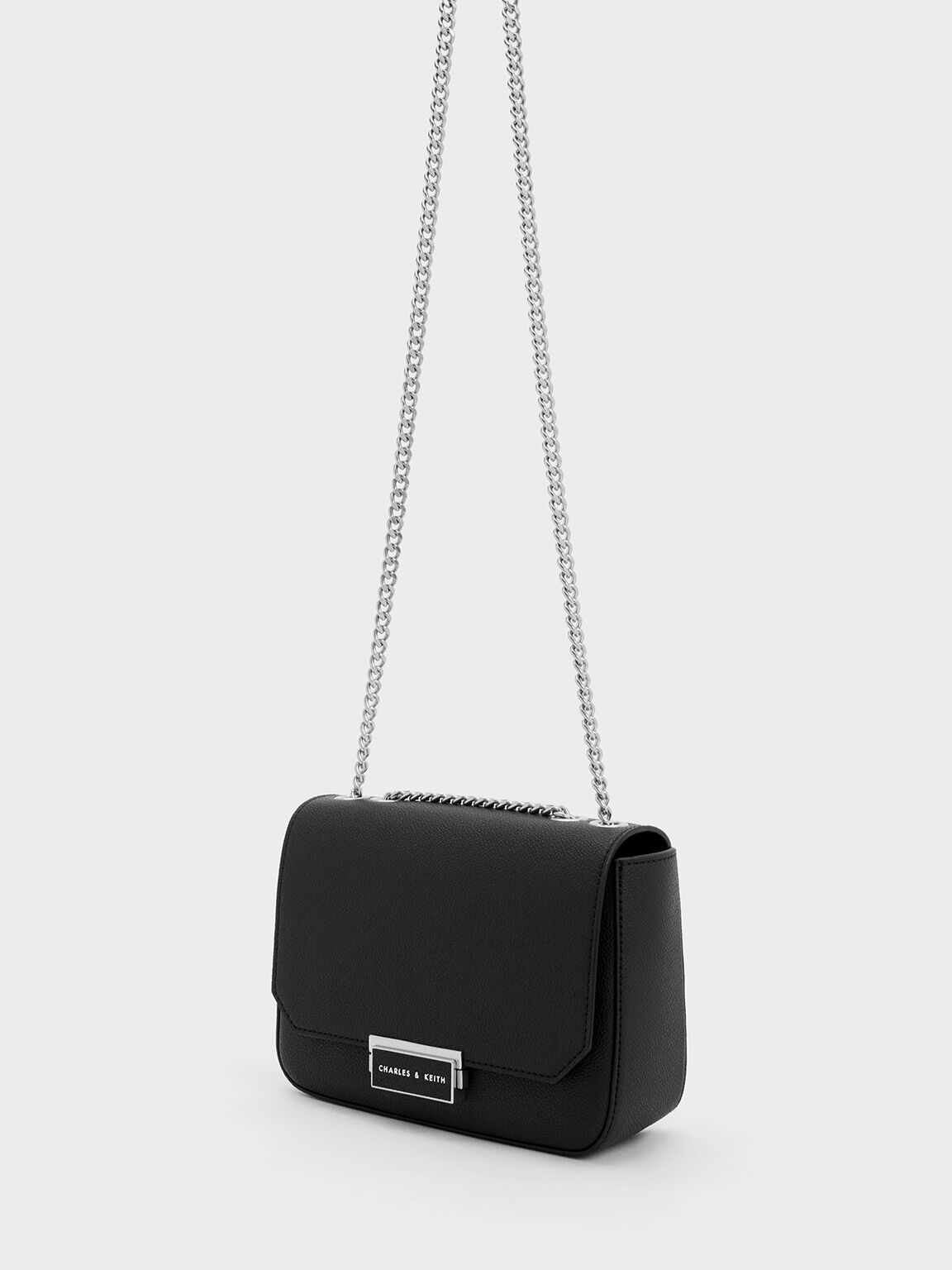 Chain Strap Shoulder Bag - Noir
