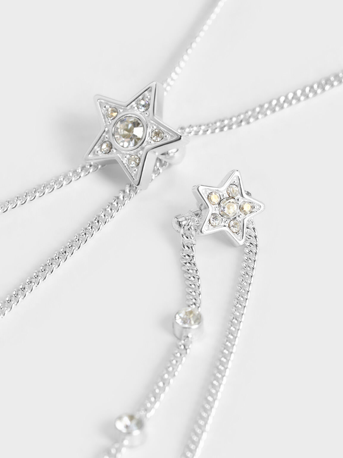 Horoscope Crystal Star Double-Chain Necklace, Silver, hi-res